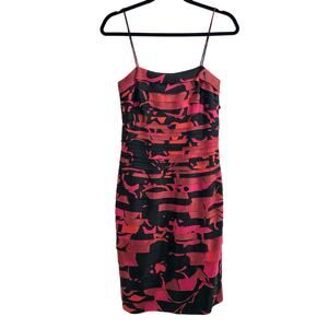 JS Collections Spaghetti Strap Bodycon Tiered Formal Dress Red Pink Black Size 4